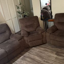 Brown Recliner Couch Set With Lazy Boy