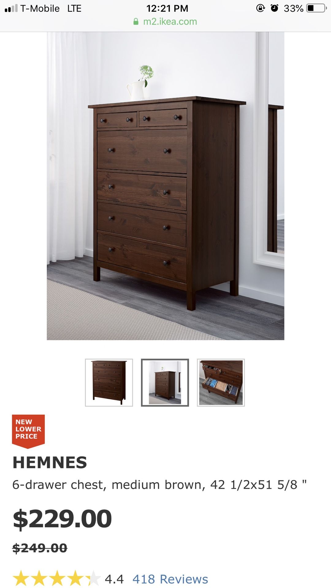 Hemnes medium 2024 brown dresser