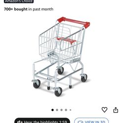 Melissa & Doug Toy Shopping Cart, Grocery Store Pretend Play Toys with Sturdy Metal Frame & Working Wheels, Toddler Shopping Cart, Preschool Learning 