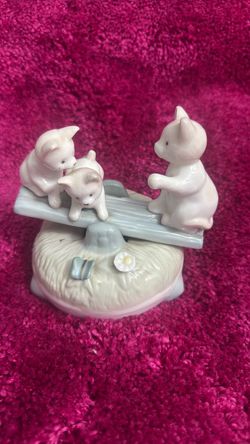 Porcelain Kittens on Seesaw Figurine