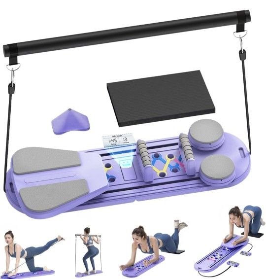 Pilates Board, Pilates Reformer Sets, Foldable Home and Studio Pilates Equipment for Full Body Workout, Pilates Exercise Machine, Portable Gym Equipme
