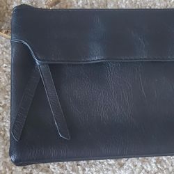 Black Leather Envelope Clutch Bag
