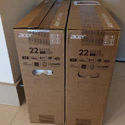 Two 22 Inch 100hz Acer IPS Monitors 