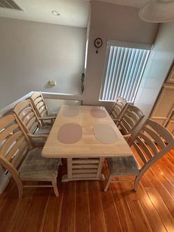 Rectangular Light-Wood Dining Table with 6 Matching Chairs - $400 OBO (ONLY SOLD AS A SET)