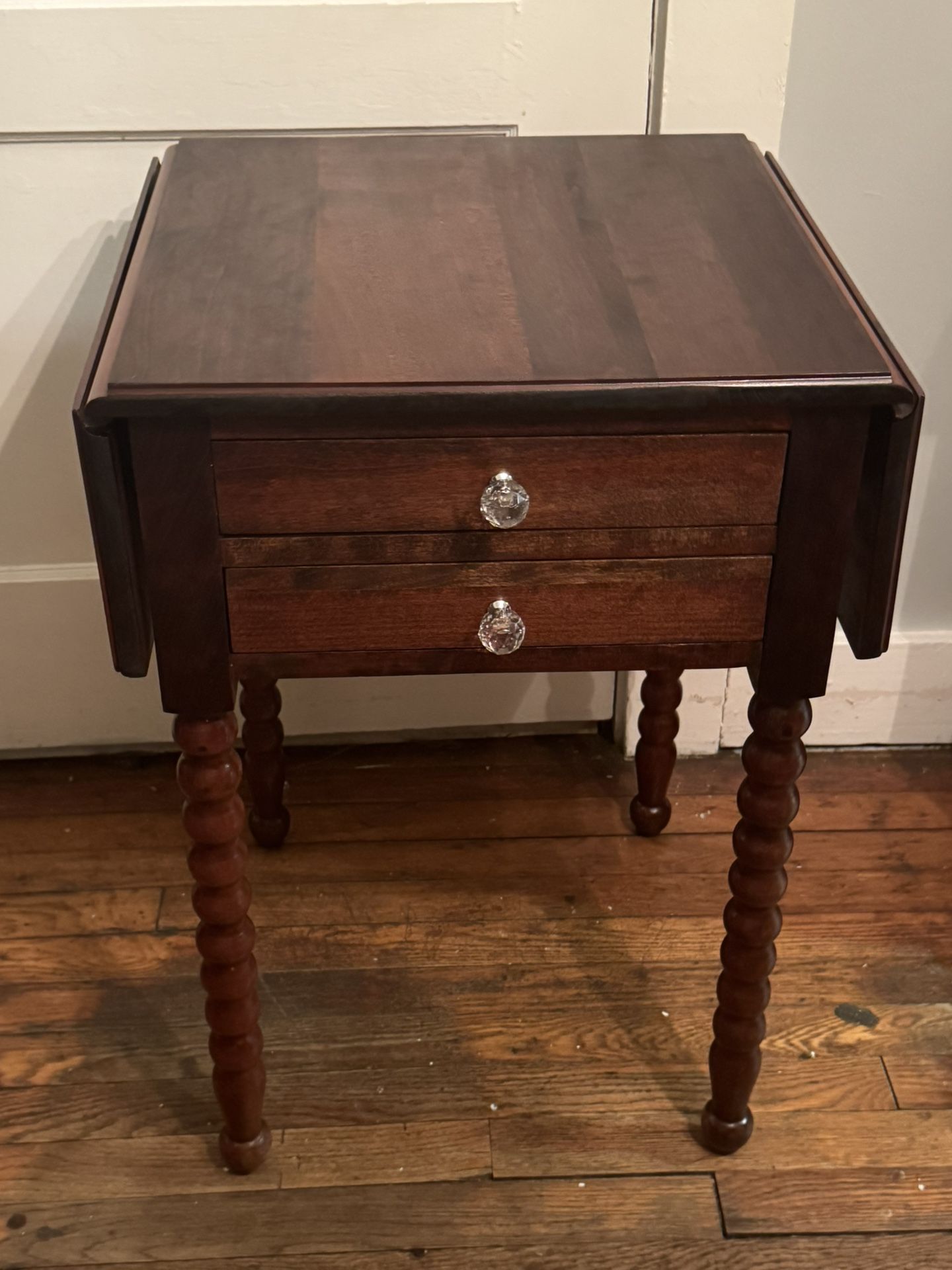 antique Drop Leaf Twisted Leg Side Table