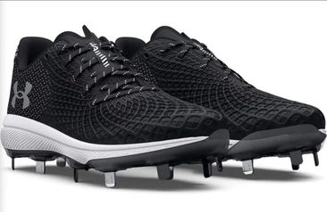 Brand New Under Armour UA Glyde ST Women Softball Cleats Black White Metal Spikes Low Top Size 9