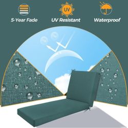 Outdoor Chaise Lounge Cushion Set of 2- Waterproof & Fade Resistant Patio Lounger Cushions with Removable Cover for Pool, Deck, Lawn .70 x 22 x 4 Inch
