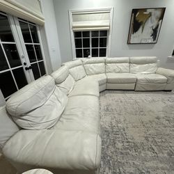 Used Sectional L sofa Leather with 2 Power Recliners