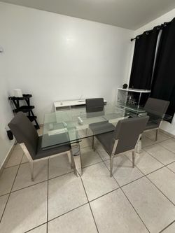Glass Dining Table Set – 4 Chairs