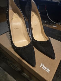 Christian Louboutin "Angalina spikes Veau Velour suede 100mm pumps black EU36.5