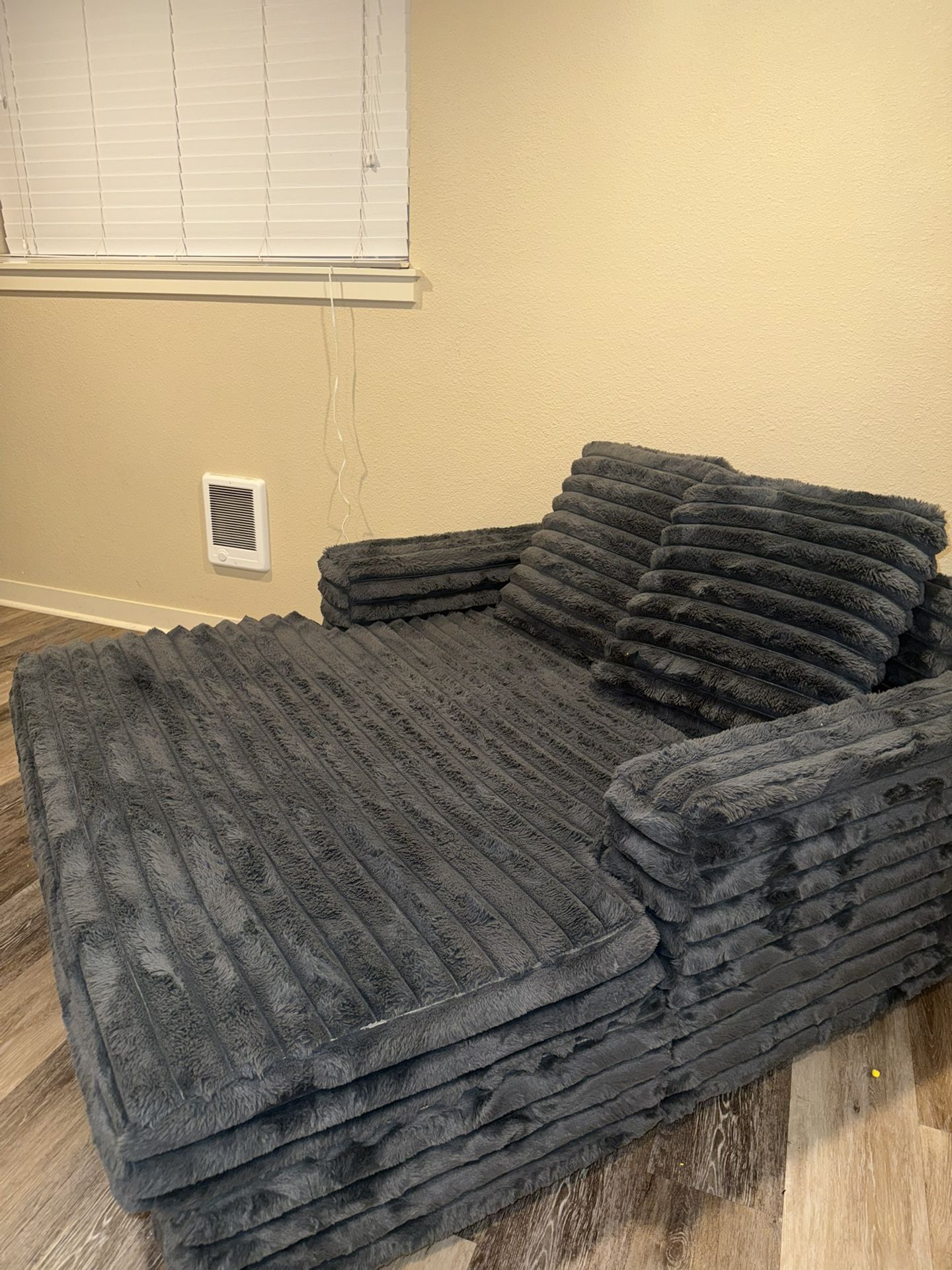 Plush Grey Chaise Couch