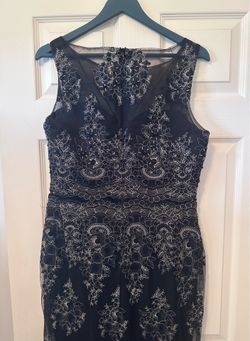 Cachet Black Formal Gown [Size 12] Beaded Embroidered Mesh Mermaid Evening Dress