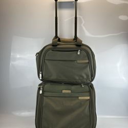 Olive Green Briggs & Riley Carryon Rolling Suitcase & Add on Attached Carrier