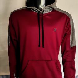 Champion Powertrain Hoodie Men’s XL Red Gray Duofold Pullover Sweatshirt

