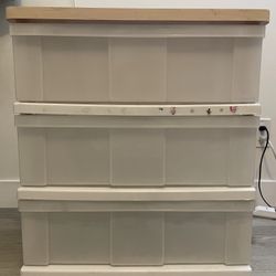 Plastic Storage Drawer Unit w/ Wood Top (3-Tier, Wheels Included) 