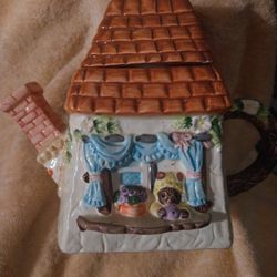 Hand-painted Cottage Teapot In Excellent Condition