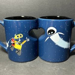 Disney Parks Exclusive Pixar Wall-E/Eve Heart Couples Coffee Mugs