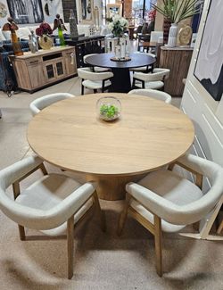 New Mid Century Modern 5 pc 60" dining set! Black or natural wood