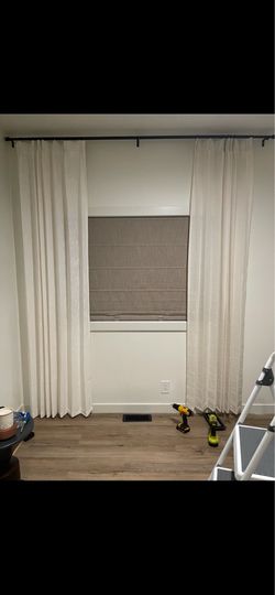 Off White Linen Drapery 102 Inches Long 2 Panels
