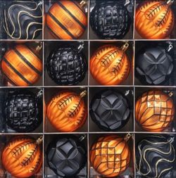 Girliber 3.15'' Orange and Black Christmas Ornaments, 16PCS Shatterproof