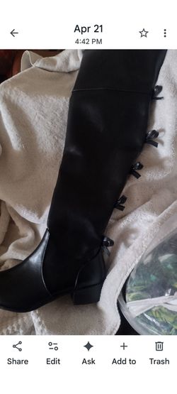XYD Women Over The Knee Thigh High Riding Boots Chunky Heel Round Toe Back Bows side Zipper size 9 Stretchy