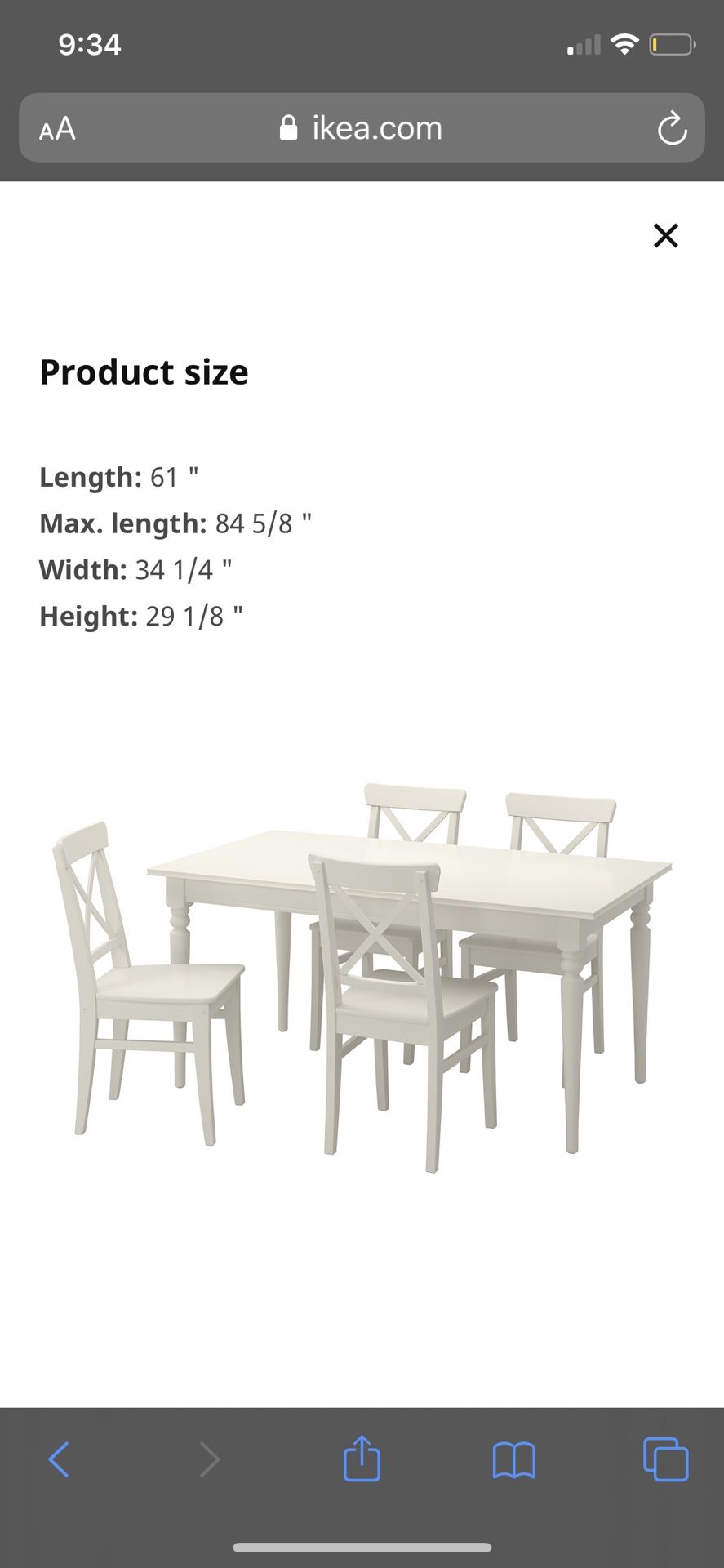 IKEA Dinning table with 4 chairs (extendable table)