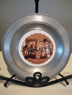 Vintage The First Stars And Stripes Pewter Plate