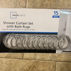 Mainstay clear shower curtain hooks. New!