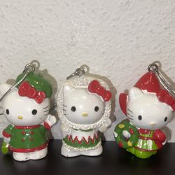 Vintage Hello Kitty Christmas Ornament Keychain Set of 3