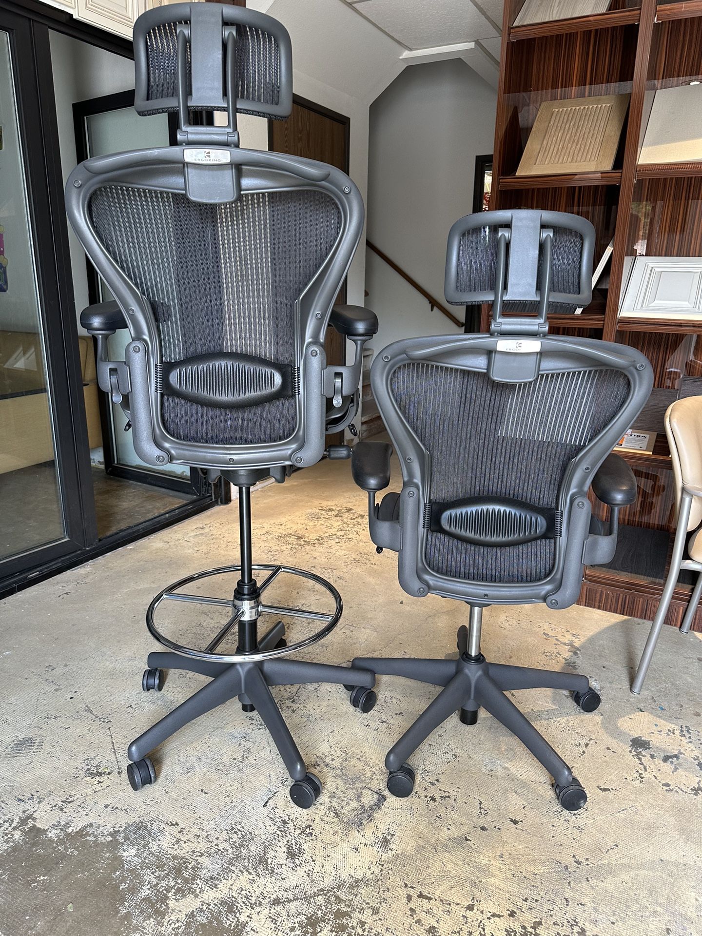 Herman Miller Aeron Drafting Stool And Office Chairs With Headrest