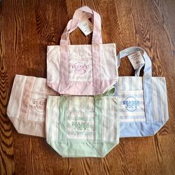 4 NEW Trader Joe Mini Tote Stripe bags