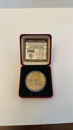 Highland Mint Joe Montana Bronze Mini-Coin Medallion with Box & COA