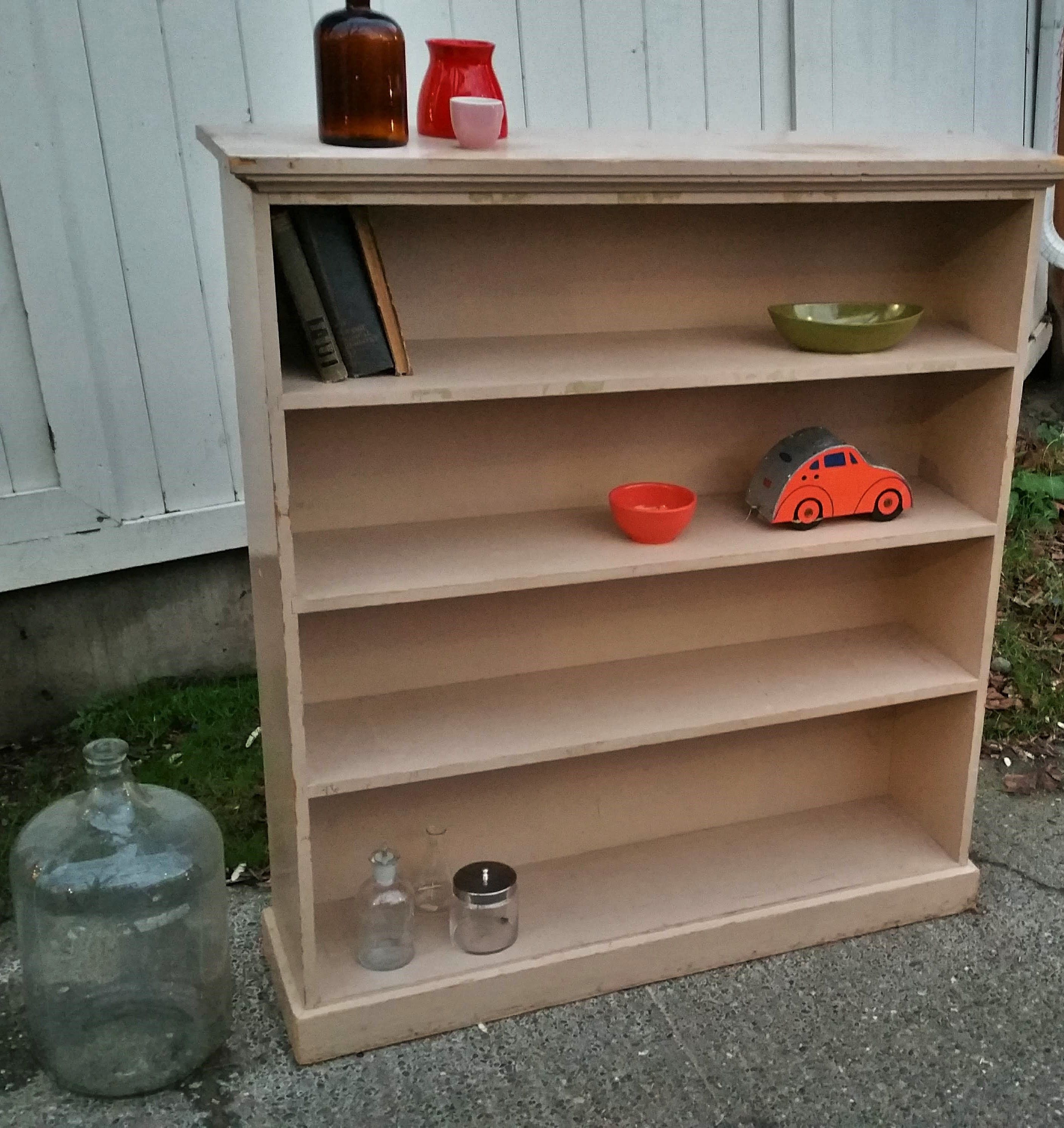 Real wood vintage book shelf ...rustic wood bookcase / bookshelves