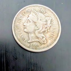 1866 Three Cent Nickel Coin