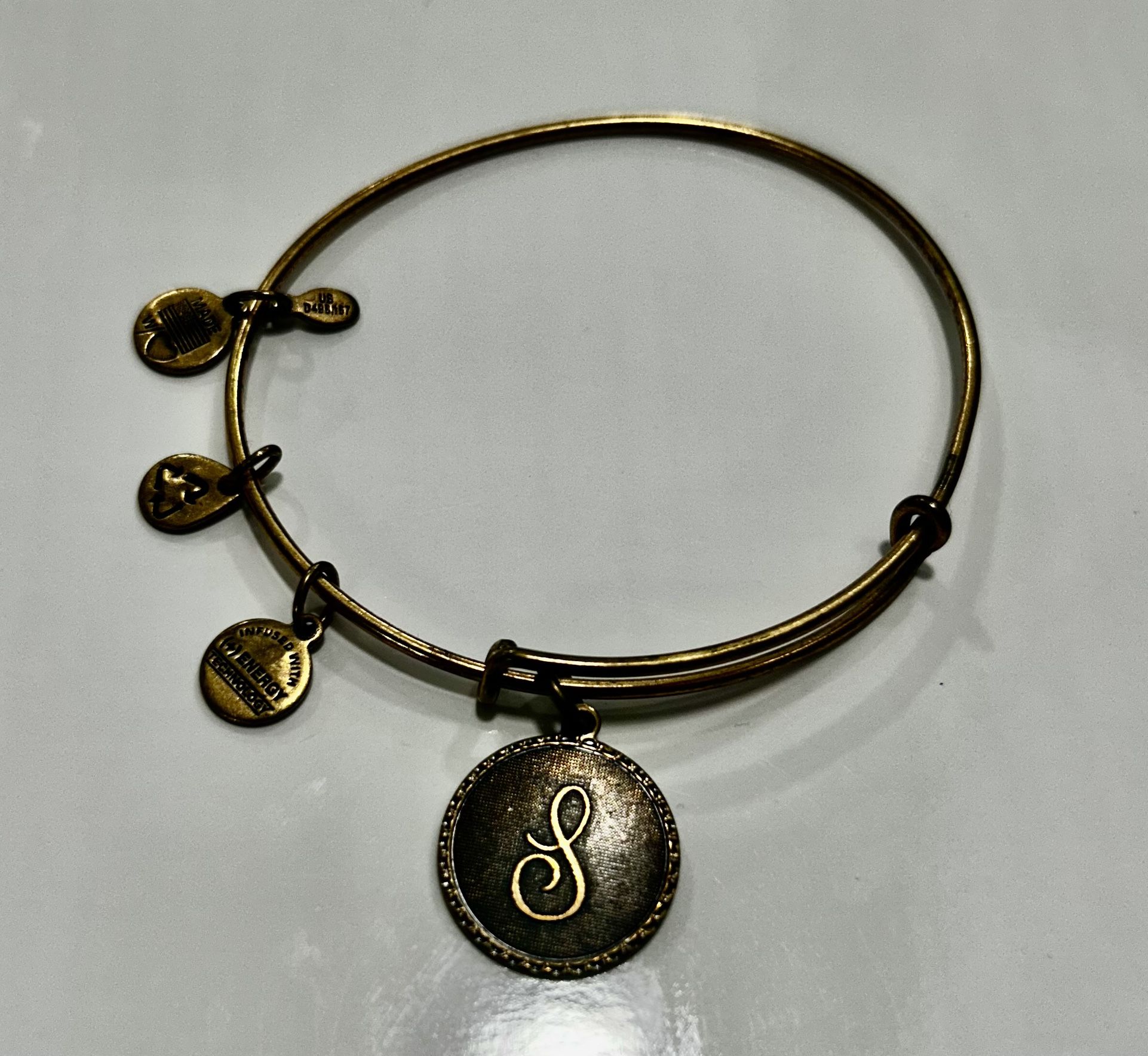 ALEX AND ANI letter S charm bangle bracelet