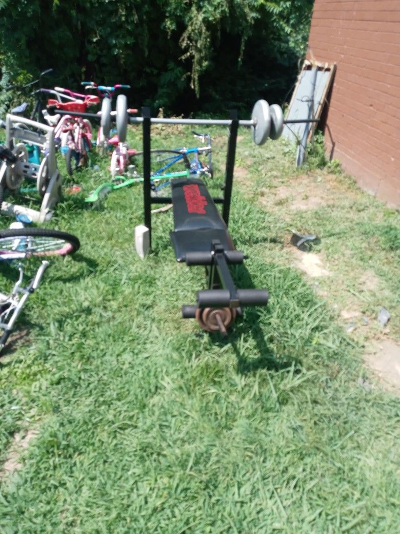 Weider Weight Bench, Weights, Leg Lift