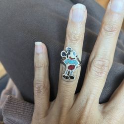 Vintage Disney Ring Zunitoons Inlay Mickey Mouse  