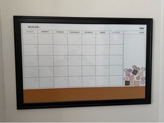 Quartet Magnetic Cork & Dry Erase Calendar Whiteboard, Espresso Frame, 2' x 1.5'