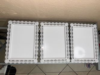 White Decorative Serving Trays Set of 3