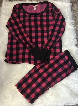 Victoria's Secret thermal pajama set pink and black size small 