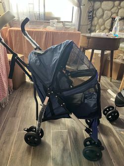 Blue pet stroller
