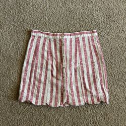 Scalloped Hem Striped Skirt 