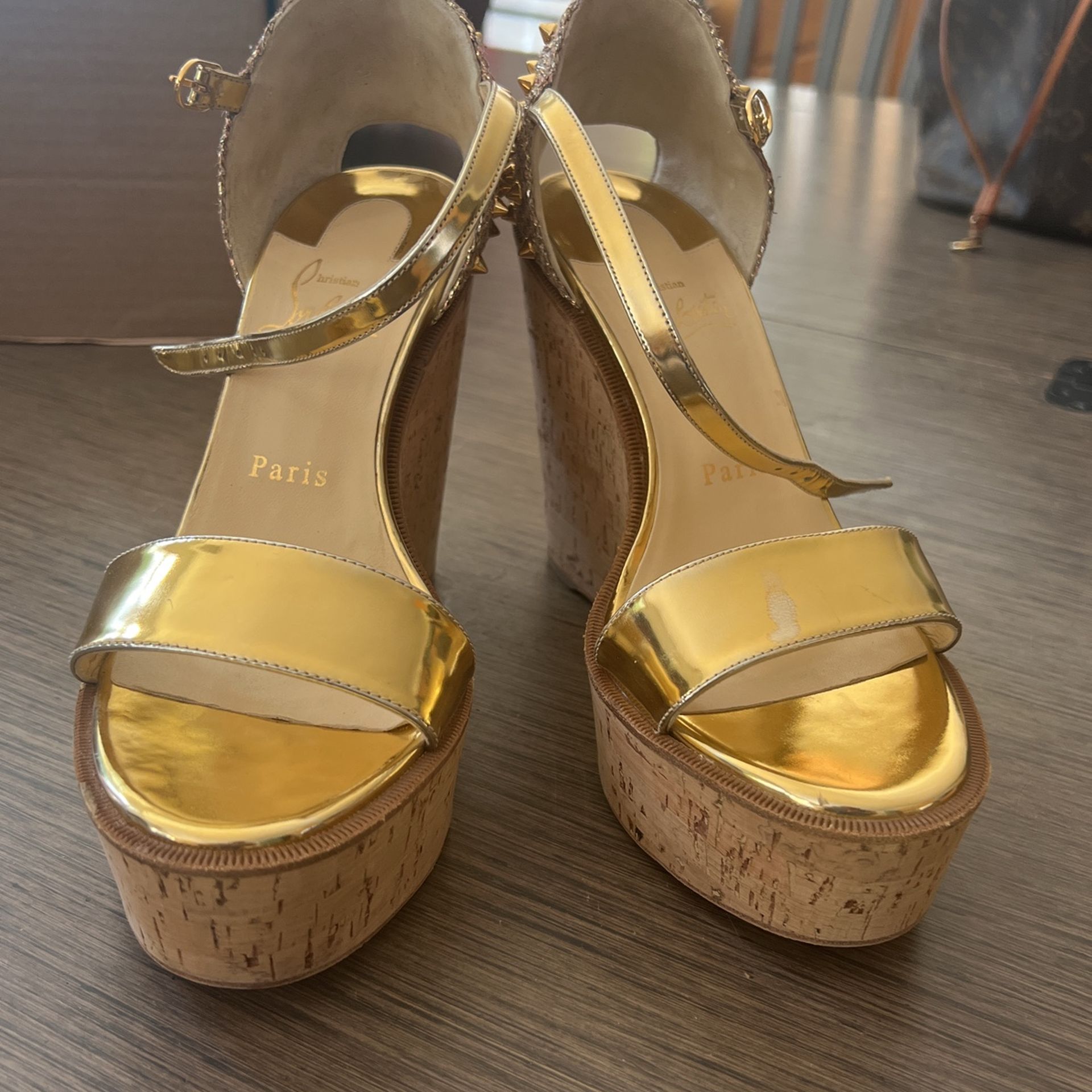 Christian Loubautin Cork Wedge Heels Size 38