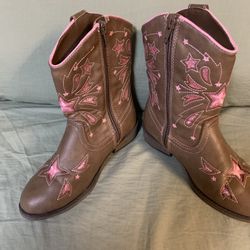 Wonder Nation Pink/Brown Cowgirl Boots Size 1