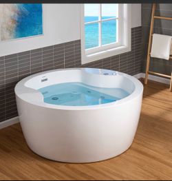 BJ061,59" Whirlpool and Air Bath Heated Soaking Tub with Adjustable Speed Air Blower, LED Control Panel, Integrated Seat,