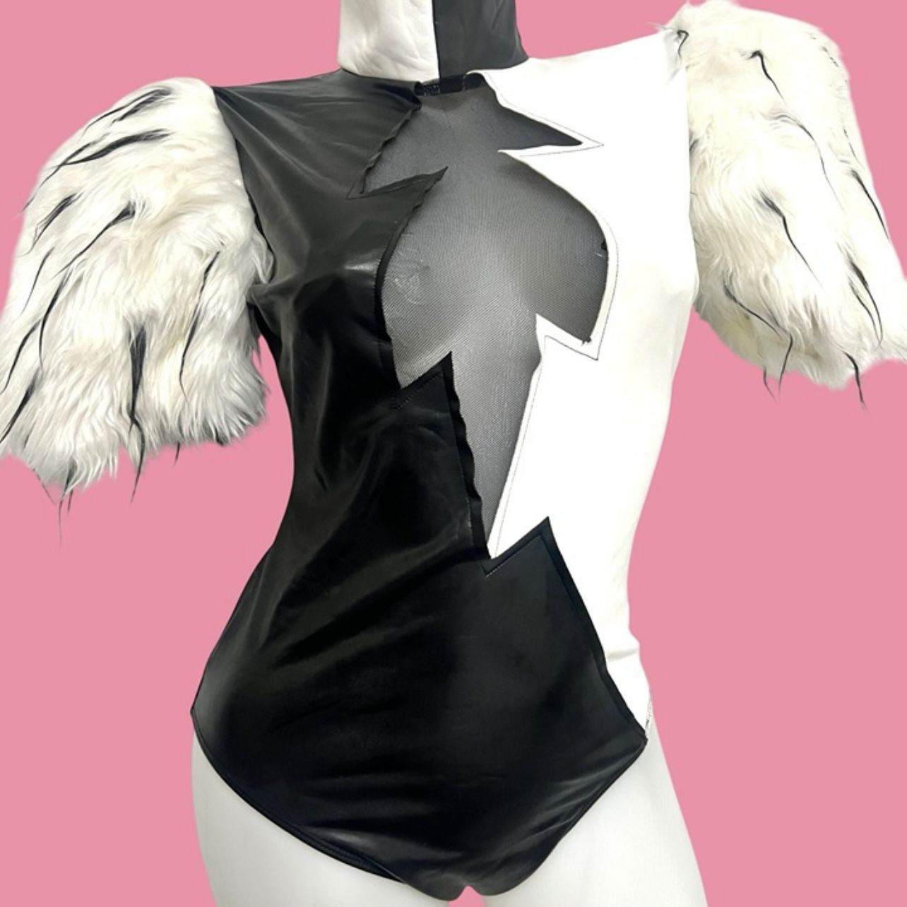 Sexy Cruella Bodysuit 101 Dalmations Halloween Costume Size M/L 