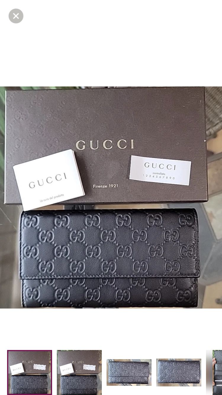 NWT [Gucci] Signature Brown Leather Tri-Fold Full Size Wallet - In original box!