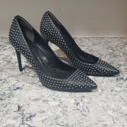 Kenneth Cole Black Studded Leather Pump Heel Size 7