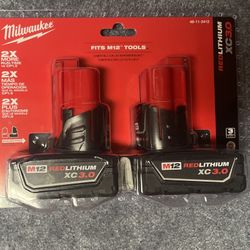 Milwaukee M12 XC 3.0 Ah High Capacity REDLITHIUM Battery 2-Pack
