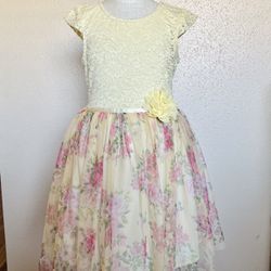Girls Easter Size 6 Tulle Flower Dress With Lace 